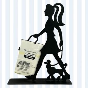 Silhouette Black Metal Dog Walker Picture Frame Matte Black Finish 6.75 Tall